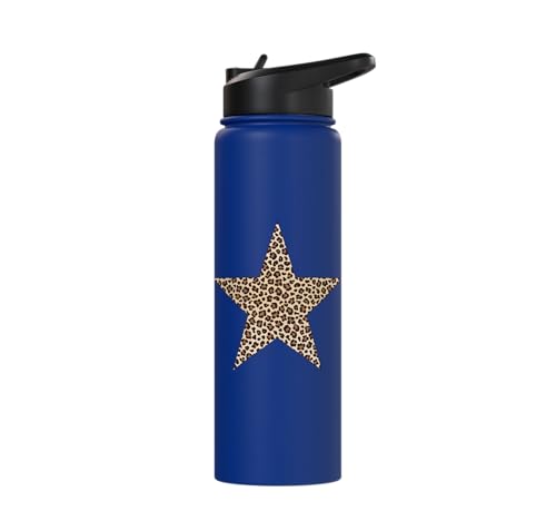 Star Shape Cute Cheetah Leopard Print Graphic Stainless Steel Insulated Water Bottle