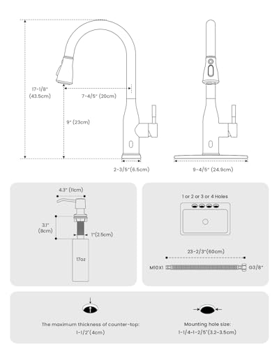 Touchless Kitchen Faucet with Soap Dispenser and Pull Down Sprayer