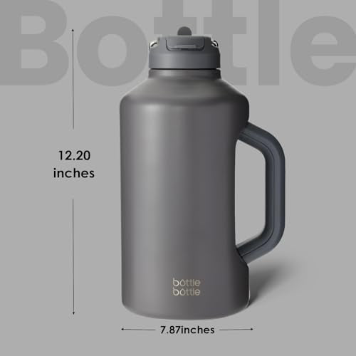 Insulated Water Bottle 64 oz with Straw and Dual