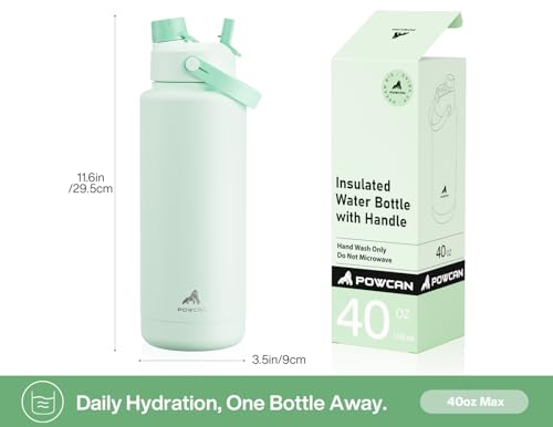 40 oz Insulated Water Bottle with 2