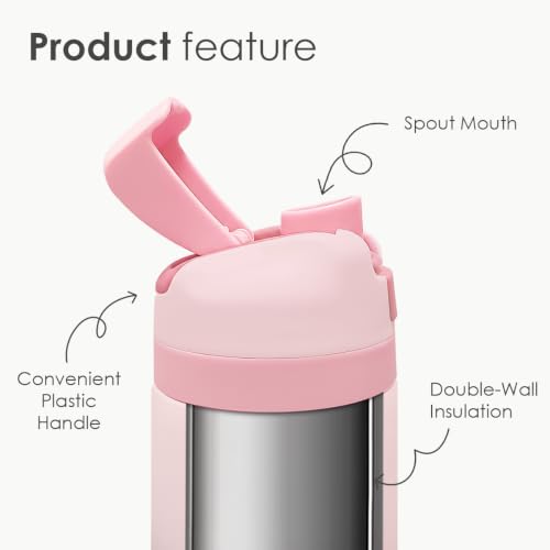 Cherry Insulated Stainless Steel Water Bottle with Straw for Sports and Travel 24 Ounces for Women Girls Friends Teens Birthday
