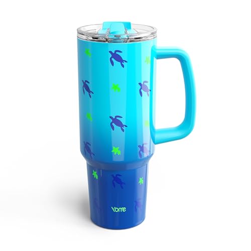 40 oz Sea Turtle Tumbler with Handle and Flip Straw for Women