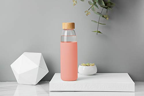 18 Oz Borosilicate Glass Water Bottles with Bamboo Lid