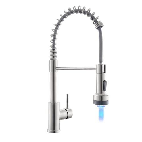 Led Kitchen Faucet with Pull Down Sprayer Brushed Nickel