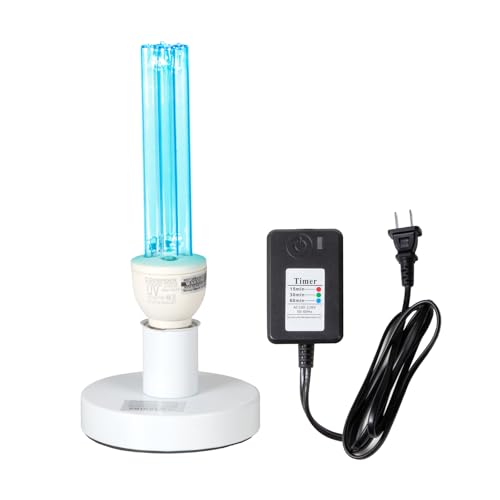 25 Watts UVC Sanitizer Lamp Ozone Free UVC Light Bulb with Base and 3