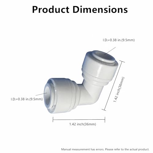 3/8 inch x3/8 inch Tube Push Union Elbow Quick Connect for RO Water Filter Fitting（ Pack of 5） (5 Count)