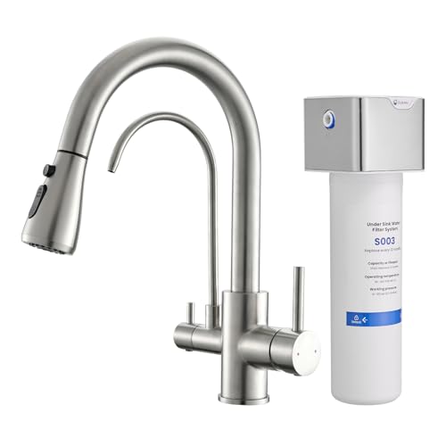 3 in 1 Kitchen Faucet with Water Filter and Pull Down Sprayer
