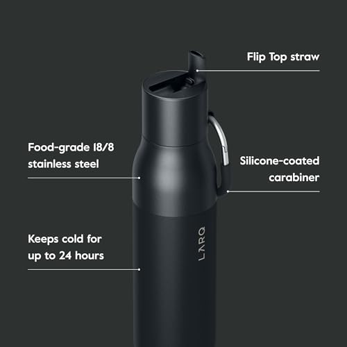 Flip Top Insulated Stainless Steel Reusable Water Bottle with Straw