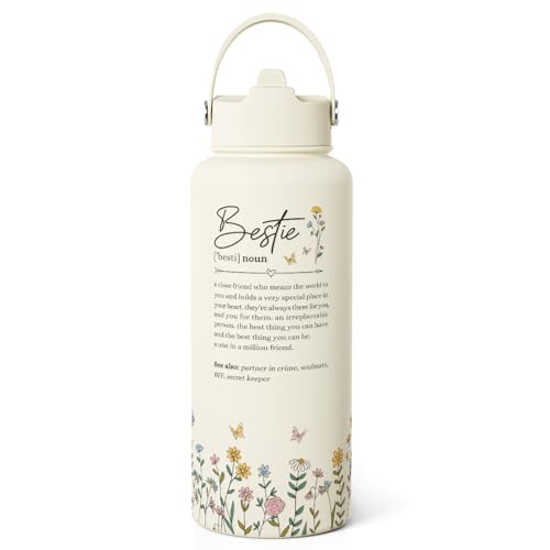 Best Friend Water Bottle 32oz Stainless Steel with Lid & Straw