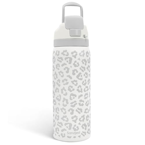 Leopard Print Insulated Stainless Steel Water Bottle with Straw for Sports and Travel