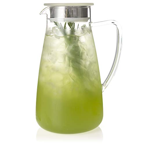 838-A-ICE Flask Glass Tea Jug Pitcher, 64 oz, Ice