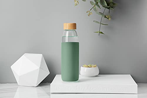 25 Oz Borosilicate Glass Water Bottles with Bamboo Lid