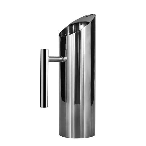 Modern Stainless Steel Water Pitcher Resistant Metal Drink Pitcher with Ice Guard 53 Ounce Polished Serving Jug for Water