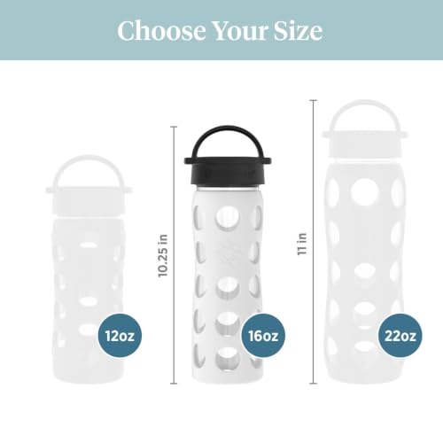 16-Ounce BPA-Free Glass Water Bottle with Classic Cap and Protective Silicone Sleeve, Optic White