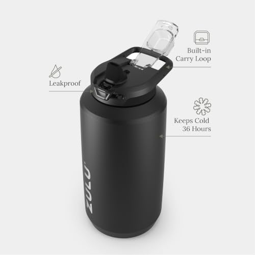 Goals 64oz Water Bottle Half Gallon Stainless Steel Jug with Straw