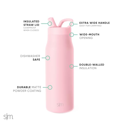 Insulated Water Bottle with Manual Straw