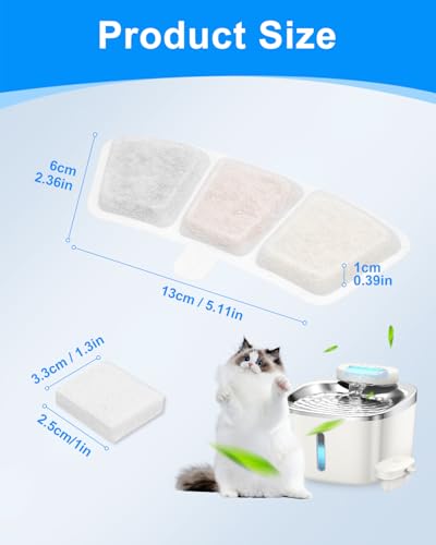 Cat Fountain Filter Replacement Fit for oneisall 3.5L (12 Count)