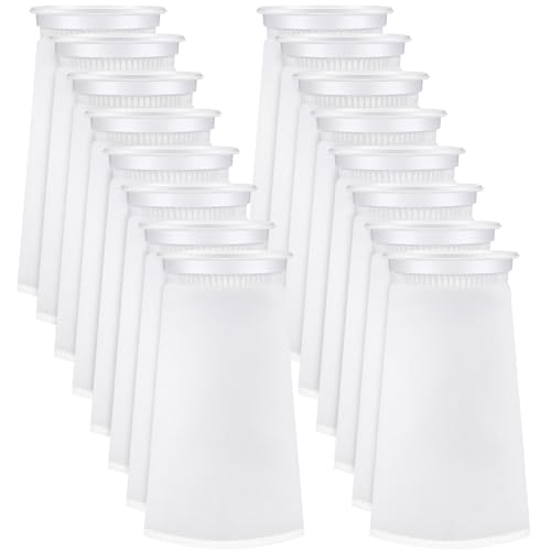 16 Pack 4 Inch Ring Filter Socks 200 μm Aquarium Filter Bags Aquarium Socks for Tank Sump Saltwater Freshwater (16 Count)