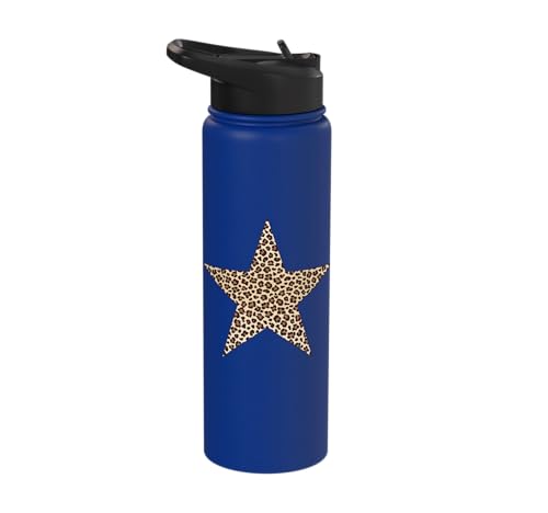 Star Shape Cute Cheetah Leopard Print Graphic Stainless Steel Insulated Water Bottle