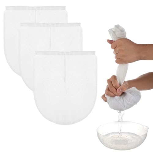 Cheese Bags 3 Pack 12" x 10" Nylon Reusable Fine Mesh Cheesecloth Strainer Nut Tea Beer Juice Filter Cloth for Cold Brew Coffee Yogurt Almond Soy Oat Milk