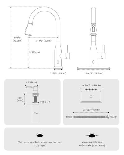 Gold Touchless Kitchen Sink Faucet with Soap Dispenser and Sprayer