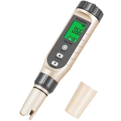 3-in-1 Digital pH Meter with ATC, ±0.1 pH Accuracy Water Quality Tester, 0-14.0 pH Measurement Range for Hydroponics, Household Drinking, Pool and Aquarium