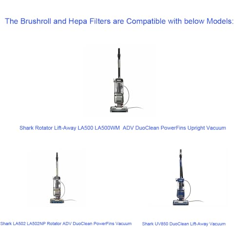 Brushroll & Hepa Foam Filters Compatible with Shark Rotator Duo Clean PowerFins LA500 LA500WM LA502 LA502NP Vacuum