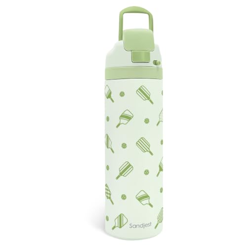 Pickleball Insulated Stainless Steel Water Bottle with Straw for Sports and Travel 24 Ounces for Women Girls Friends Teens Birthday