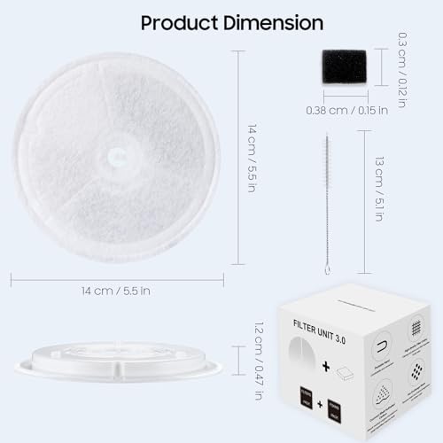 Upgraded Filter Unit 3.0 Pet Cat Water Fountain Filters Fit For E versweet Solo 2 (6 Count)