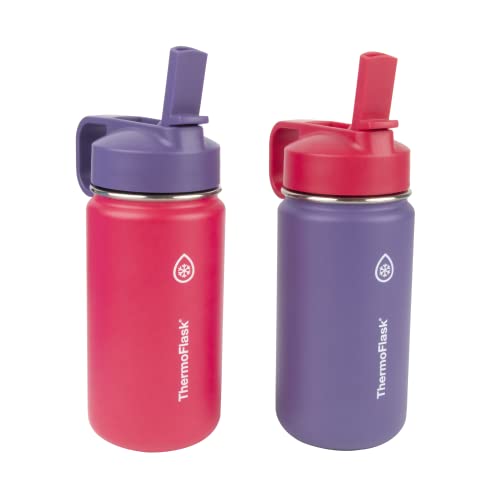 Kids 14 oz Insulated Water Bottles with Straw Lid BPA (2 Count)