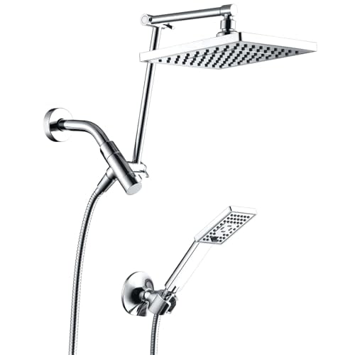 High Pressure Rain Shower Head Combo with Double Extension Arm