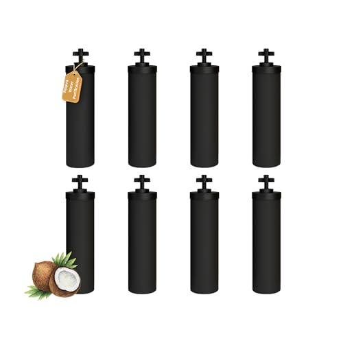 Premium Water Filter Black Element Cartridge Compatible with Berkey Countertop Water Purification System. Compared to Part BB9. 8 Filters (8 Count)