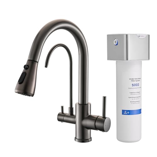 3 in 1 Kitchen Faucet with Water Filter and Pull Down Sprayer
