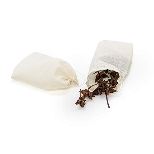 Reusable Drawstring Cotton Soup Bags Coffee Chinese Medicine Tea Bag Brew Straining Herbs Cheesecloth Bone Broth Gravy Stew (12 Count)