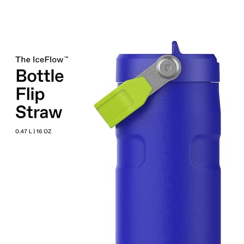 1913 Flip Straw Drinking Bottle 0.47 L Cobalt Chartreuse