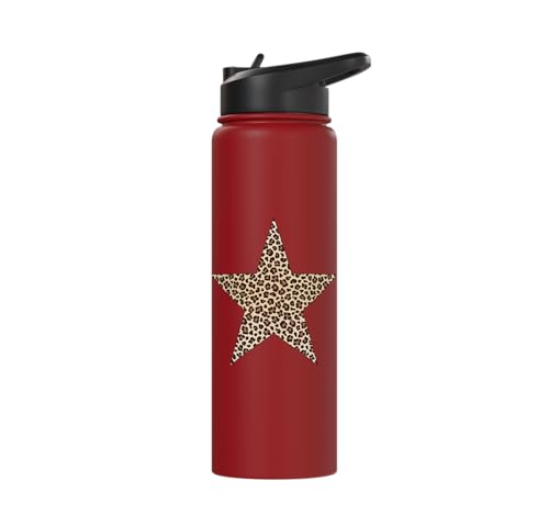 Star Shape Cute Cheetah Leopard Print Graphic Stainless Steel Insulated Water Bottle