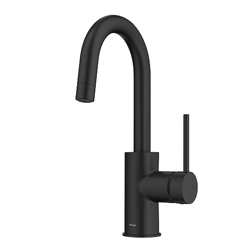 Oletto Single Handle Kitchen Bar Faucet with QuickDock Top Mount Installation Assembly in Matte Black