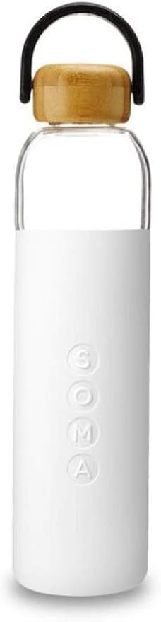 Soma by Full Circle 25oz Glass Water Bottle with Silicone Sleeve - BPA-Free, Leak-Proof, Eco-Friendly, Sustainable - White