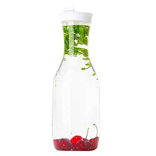 Clear Plastic Water Pitchers Carafes with Flip top White Lids Pack of 6 (6 Count)