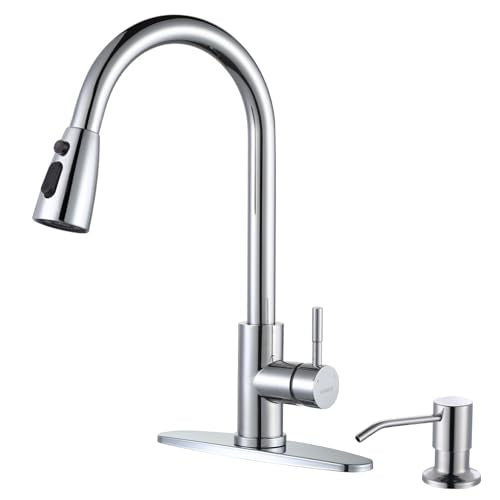 Chrome Kitchen Faucet with Soap Dispenser
