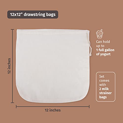 2 Pieces Reusable Grade 100 Nut Milk Bags for Straining (2 Count)