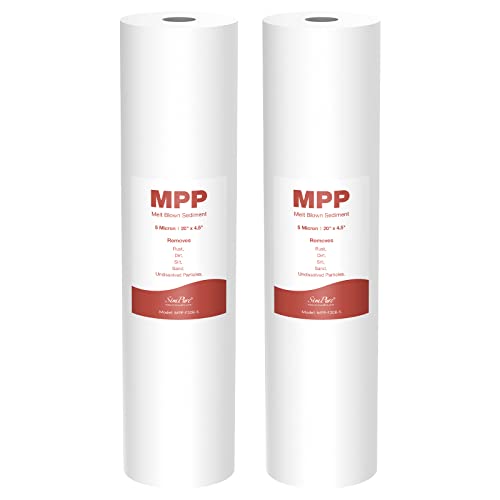 5 Micron 20" x 4.5" Whole House Sediment Water Filter Cartridge (2 Count)