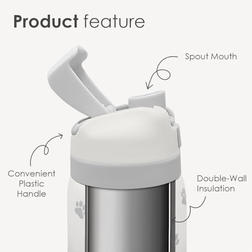 Paw Print Insulated Stainless Steel Water Bottle with Straw for Sports and Travel