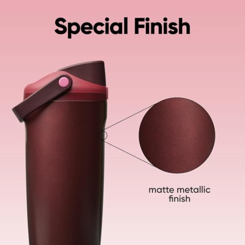 FreeSip Sway Stainless Steel Water Bottle 30 oz Black Cherry