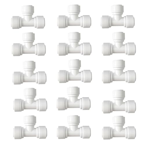 15 pcs 1 4" Tee 3 Way Tube Quick Connect Push Fit RO Water Reverse Osmosis System (15 Count)