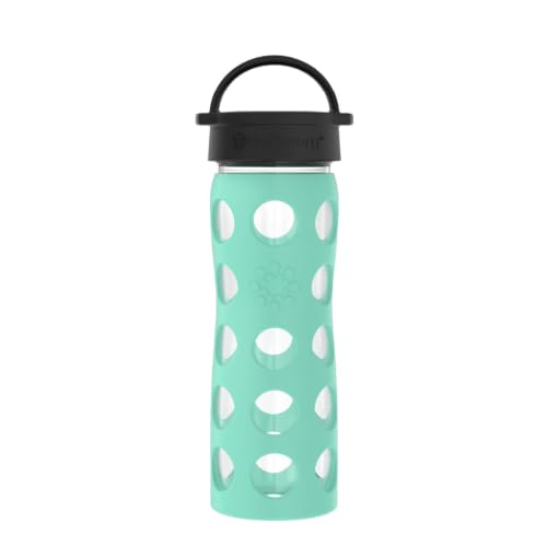 16-Ounce BPA-Free Glass Water Bottle with Classic Cap and Protective Silicone Sleeve, Sea Green