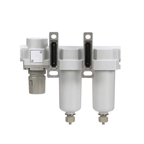 SAU430-N06G-MEP Three Stage Air Drying System Particulate Air Filter, Coalescing Filter, Air Pressure Regulator Combo 3/4" NPT - Metal Bowl, Manual Drain, Bracket, Gauge