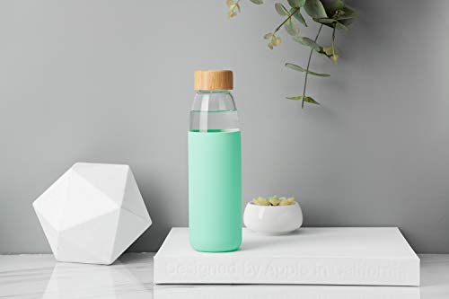 18 Oz Borosilicate Glass Water Bottles with Bamboo Lid
