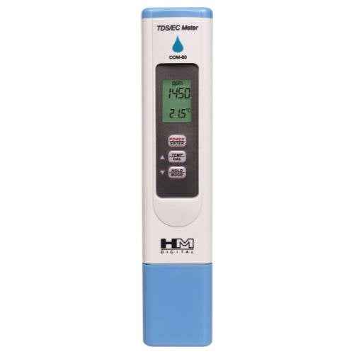 HM Digital COM-80 Electrical Conductivity (EC) and Total Dissolved Solids Hydro Tester, 0-5000 ppm TDS Range, 1 ppm Resolution, +/- 2% Readout Accuracy
