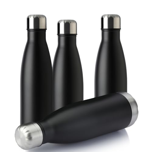 17oz Sport Water Bottle 4 Pack Vacuum Insulated Stainless Steel Leak (4 Count)